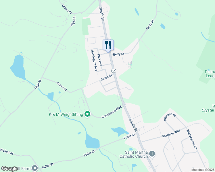 map of restaurants, bars, coffee shops, grocery stores, and more near 3 Robin Street in Plainville