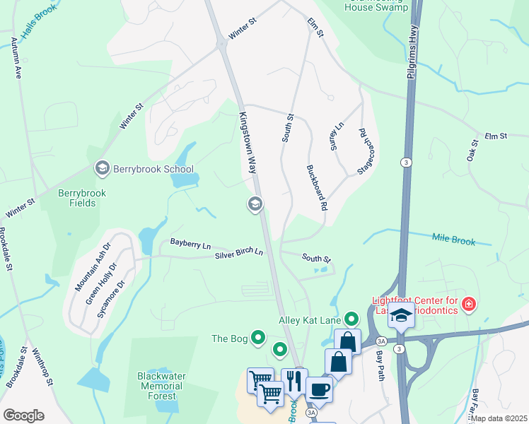 map of restaurants, bars, coffee shops, grocery stores, and more near 38 Kingstown Way in Duxbury