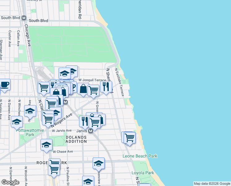 map of restaurants, bars, coffee shops, grocery stores, and more near in Chicago