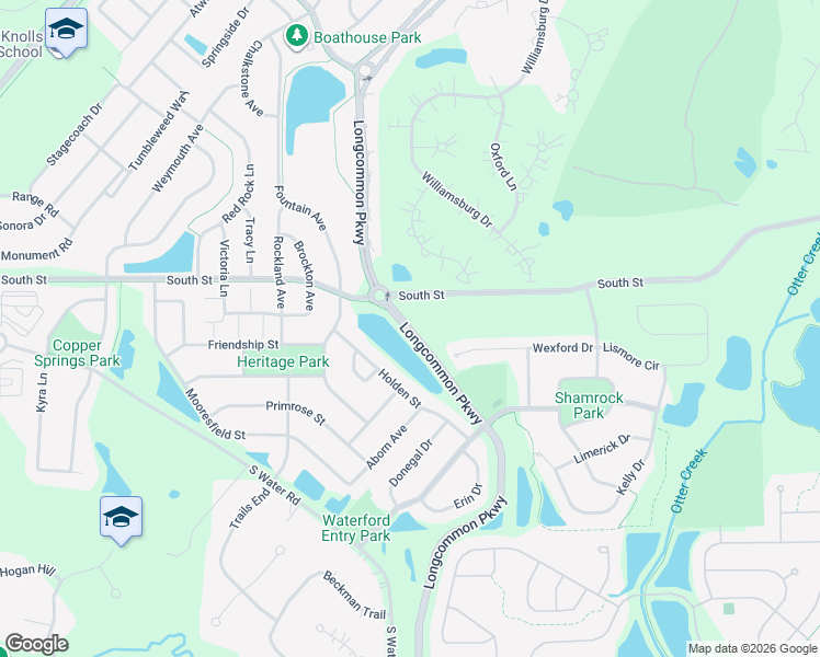 map of restaurants, bars, coffee shops, grocery stores, and more near Longcommon Parkway in Elgin