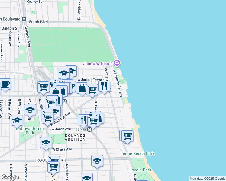 map of restaurants, bars, coffee shops, grocery stores, and more near in Chicago
