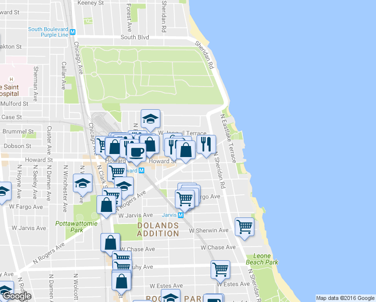 map of restaurants, bars, coffee shops, grocery stores, and more near in Chicago