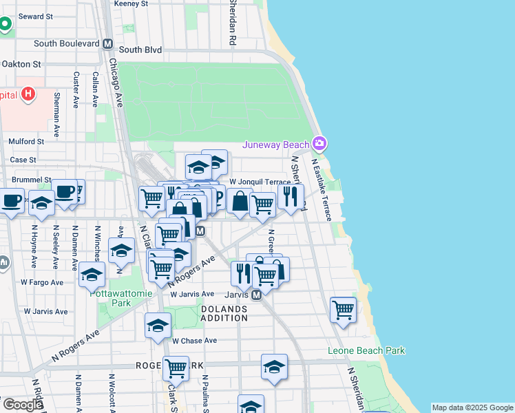 map of restaurants, bars, coffee shops, grocery stores, and more near in Chicago