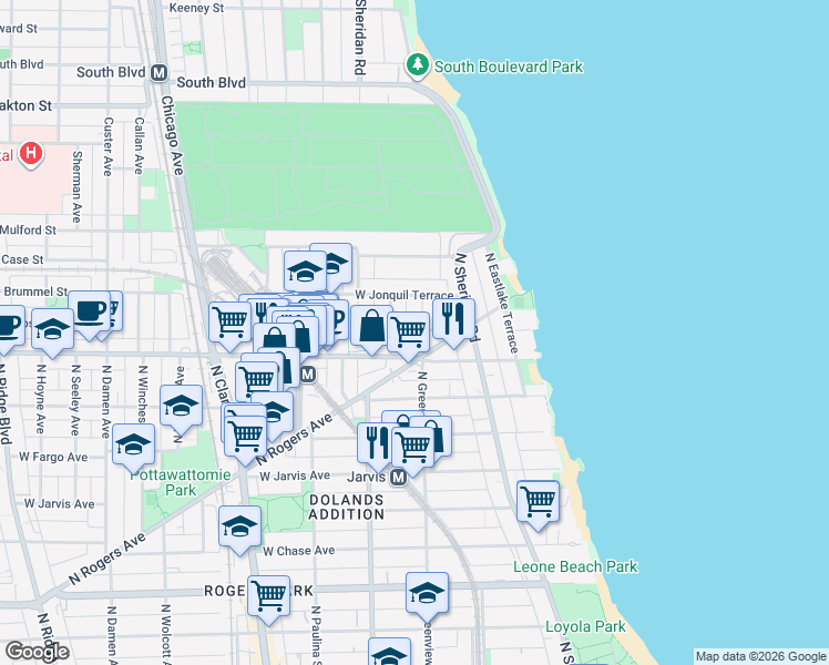 map of restaurants, bars, coffee shops, grocery stores, and more near in Chicago