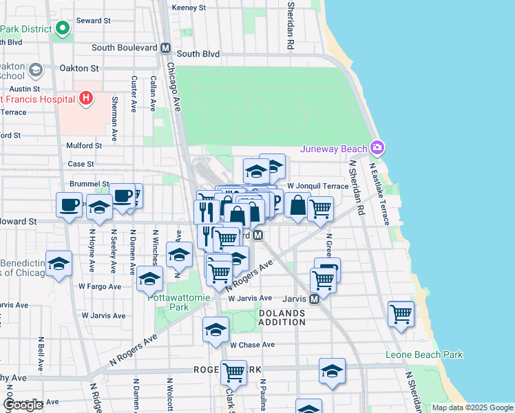 map of restaurants, bars, coffee shops, grocery stores, and more near in Cook County