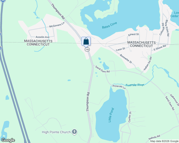 map of restaurants, bars, coffee shops, grocery stores, and more near 1343 Thompson Road in Thompson