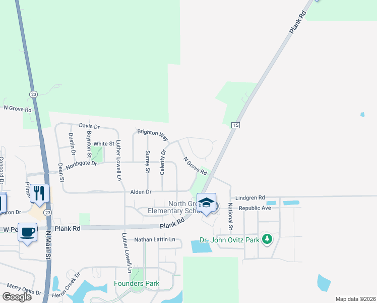 map of restaurants, bars, coffee shops, grocery stores, and more near 804 Coventry Circle South in Sycamore