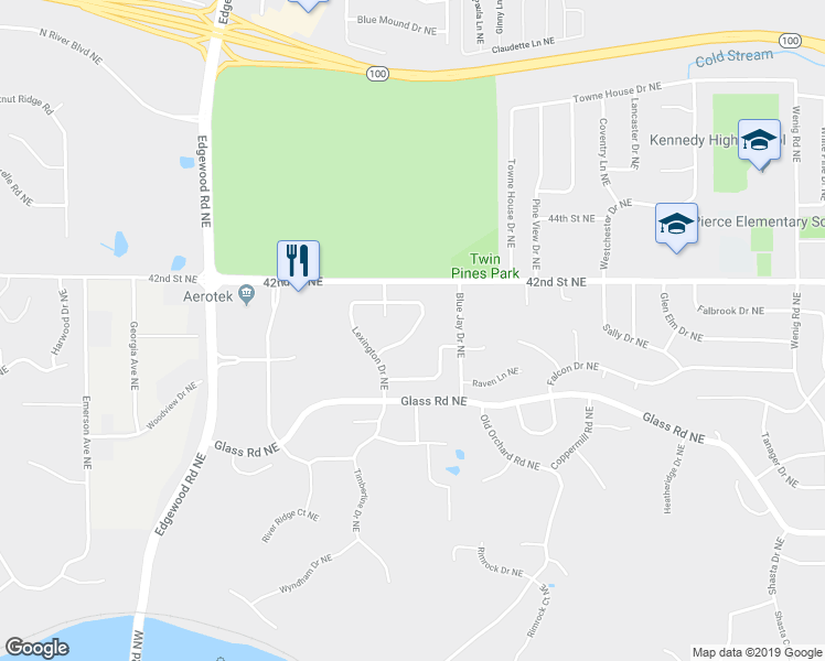 map of restaurants, bars, coffee shops, grocery stores, and more near 4106 Summerfield Lane Northeast in Cedar Rapids