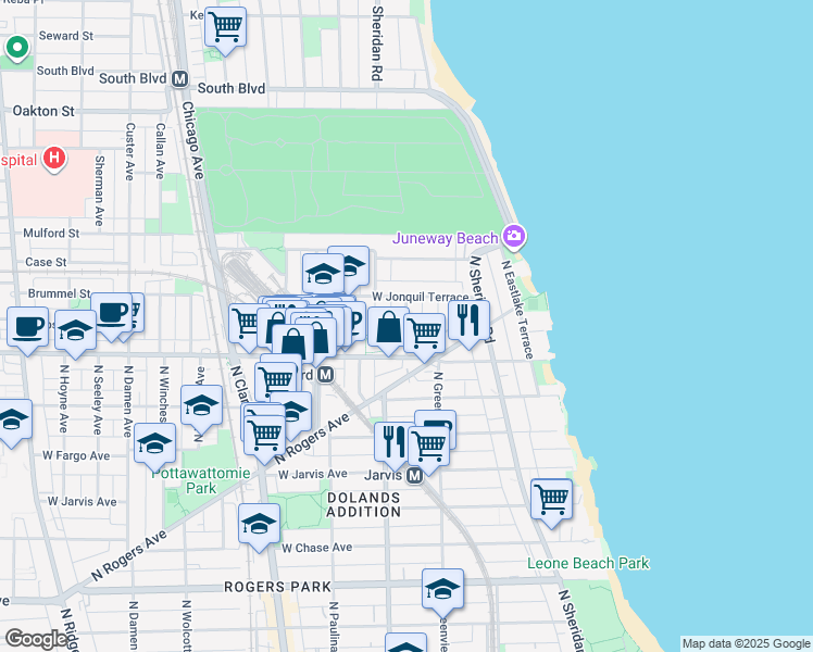 map of restaurants, bars, coffee shops, grocery stores, and more near in Chicago