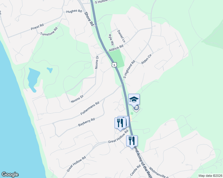 map of restaurants, bars, coffee shops, grocery stores, and more near 340 U.S. 6 in Provincetown