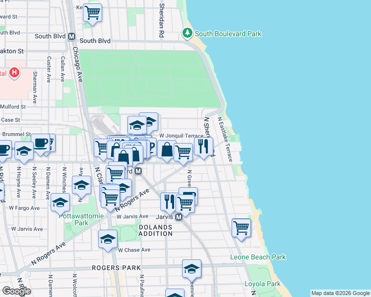map of restaurants, bars, coffee shops, grocery stores, and more near in Chicago