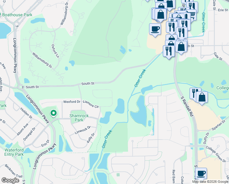 map of restaurants, bars, coffee shops, grocery stores, and more near 591 Lismore Circle in Elgin