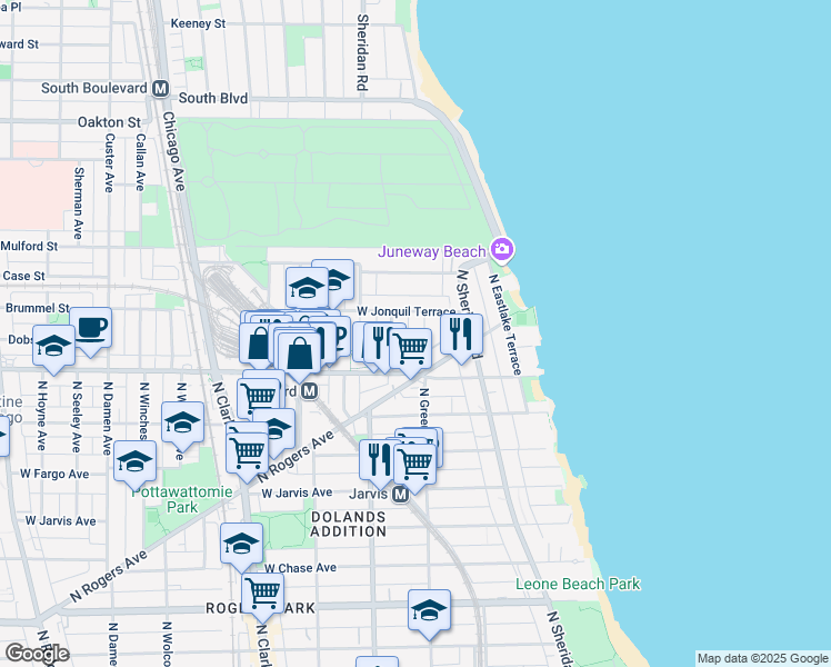 map of restaurants, bars, coffee shops, grocery stores, and more near in Chicago