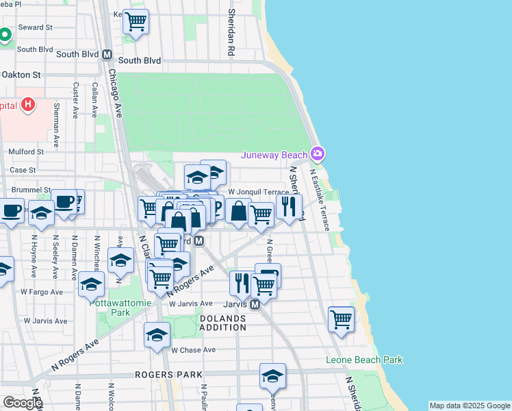 map of restaurants, bars, coffee shops, grocery stores, and more near in Chicago