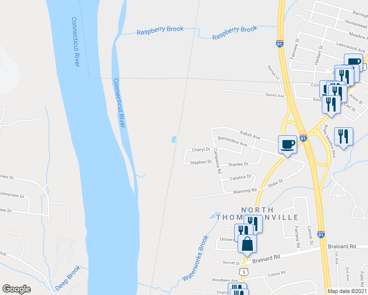 map of restaurants, bars, coffee shops, grocery stores, and more near 9 Edmund Lane in Enfield