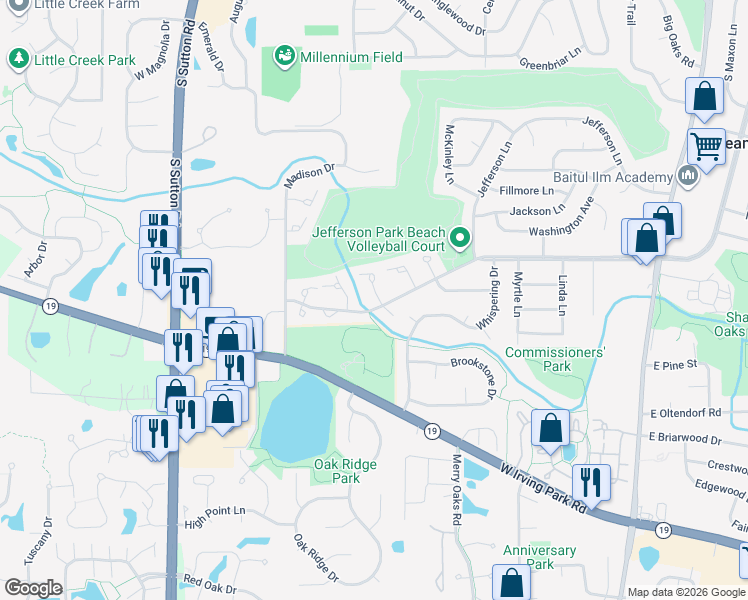 map of restaurants, bars, coffee shops, grocery stores, and more near 81 Coolidge Court in Streamwood