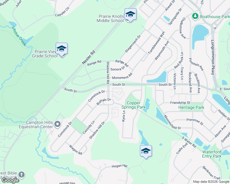 map of restaurants, bars, coffee shops, grocery stores, and more near 222 Comstock Drive in Elgin