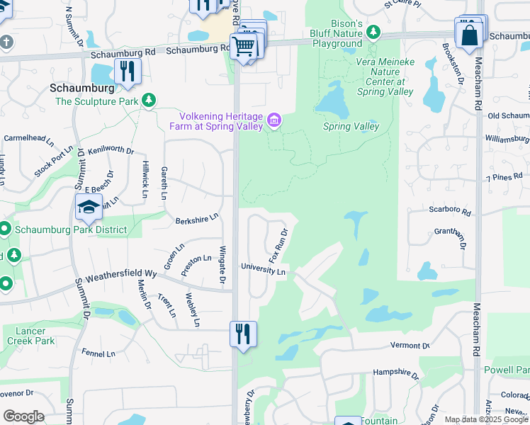 map of restaurants, bars, coffee shops, grocery stores, and more near 1860 Fox Run Drive in Elk Grove Village