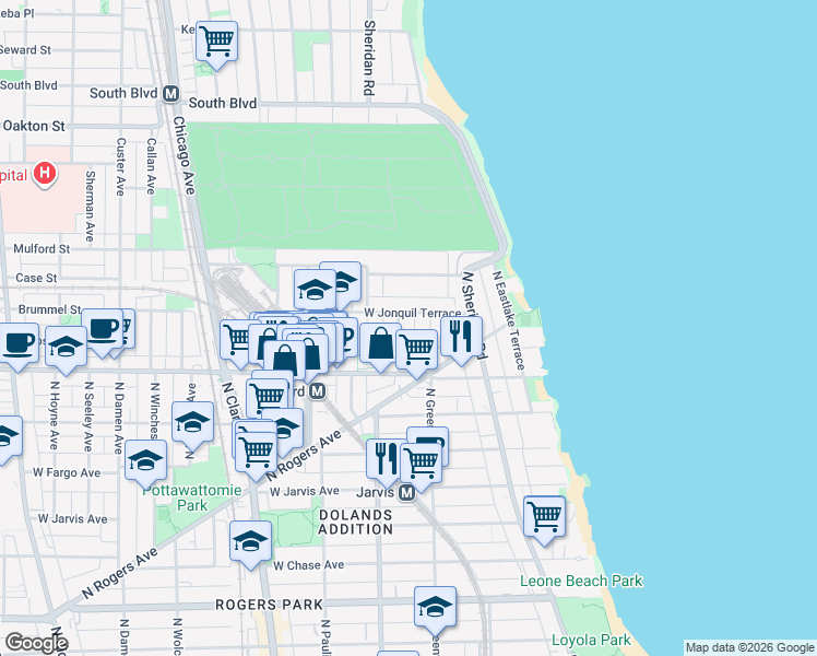 map of restaurants, bars, coffee shops, grocery stores, and more near in Chicago