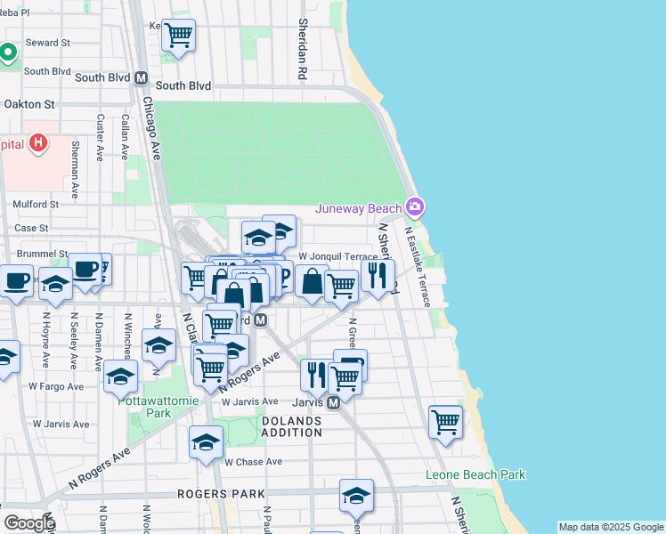 map of restaurants, bars, coffee shops, grocery stores, and more near in Chicago