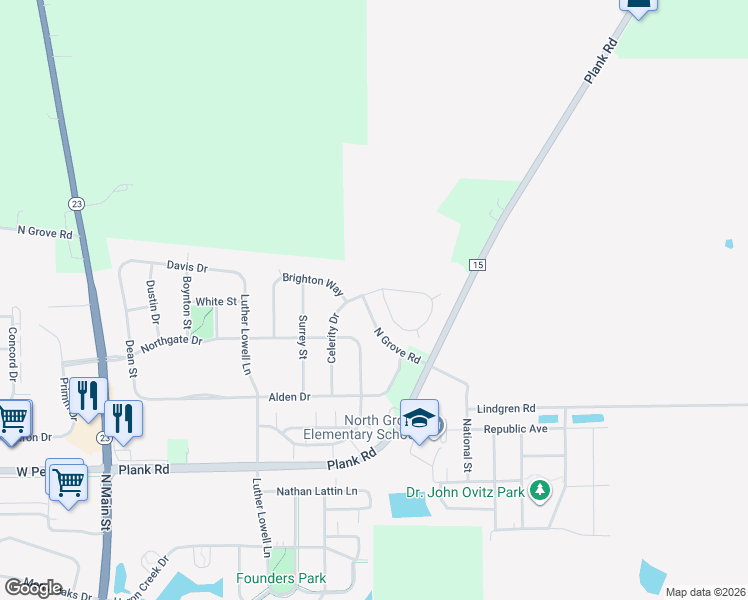 map of restaurants, bars, coffee shops, grocery stores, and more near 804 Coventry Circle South in Sycamore