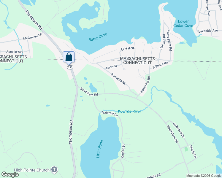 map of restaurants, bars, coffee shops, grocery stores, and more near 55 Sand Dam Road in Thompson