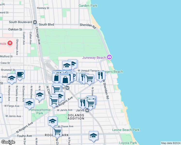 map of restaurants, bars, coffee shops, grocery stores, and more near in Chicago