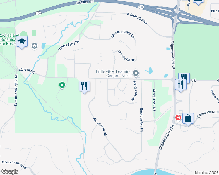 map of restaurants, bars, coffee shops, grocery stores, and more near 4032 Willowind St NE in Cedar Rapids