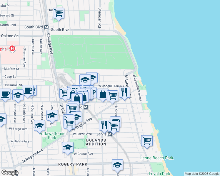 map of restaurants, bars, coffee shops, grocery stores, and more near in Chicago