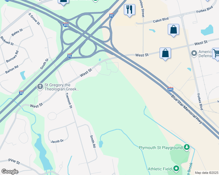 map of restaurants, bars, coffee shops, grocery stores, and more near 792 West Street in Mansfield