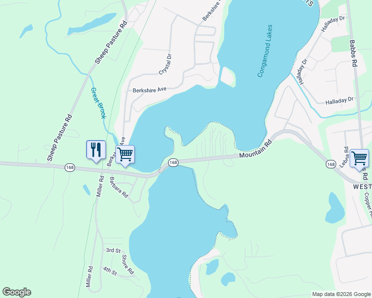 map of restaurants, bars, coffee shops, grocery stores, and more near 4094 Mountain Road in Suffield