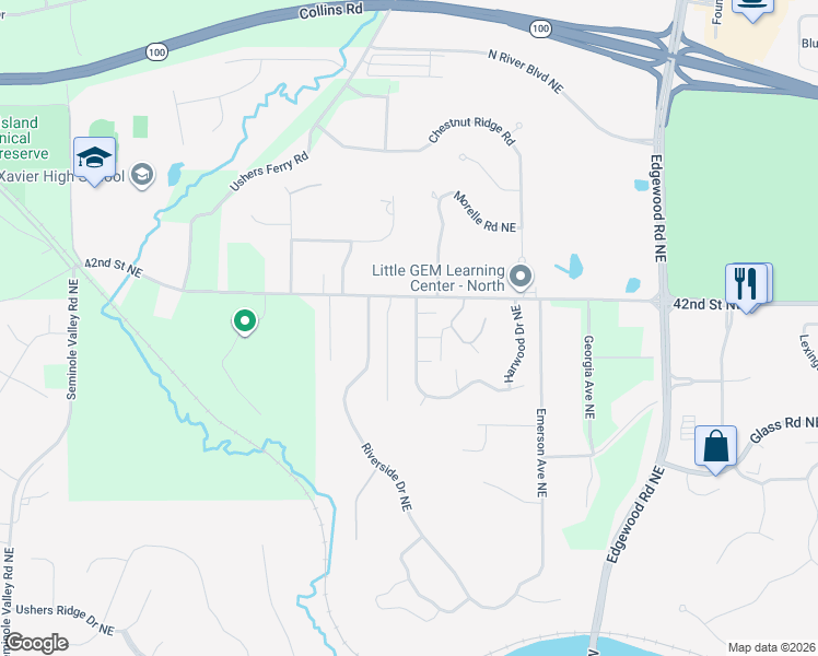 map of restaurants, bars, coffee shops, grocery stores, and more near 4028 Forest View Court Northeast in Cedar Rapids