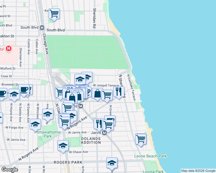 map of restaurants, bars, coffee shops, grocery stores, and more near in Chicago