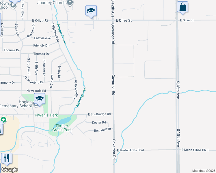 map of restaurants, bars, coffee shops, grocery stores, and more near 2105 Governor Road in Marshalltown