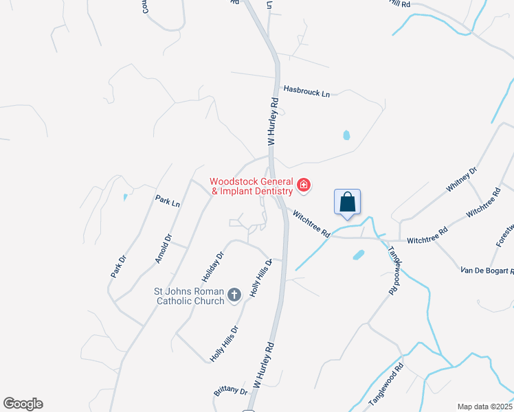 map of restaurants, bars, coffee shops, grocery stores, and more near 16 Pond Park Road in Woodstock