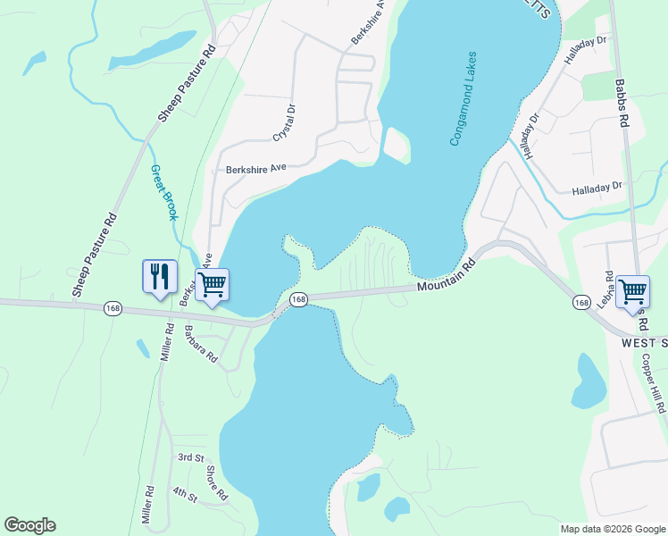 map of restaurants, bars, coffee shops, grocery stores, and more near 4094 Mountain Road in Suffield