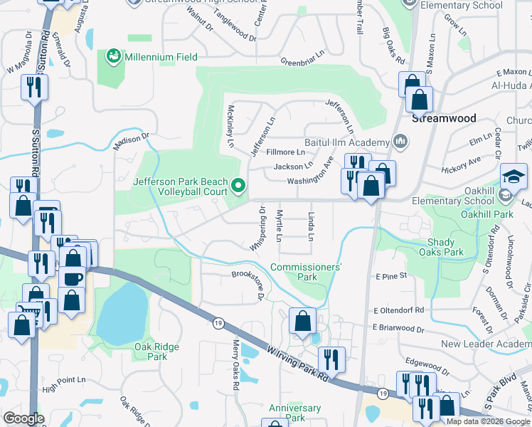 map of restaurants, bars, coffee shops, grocery stores, and more near 28 Truman in Streamwood