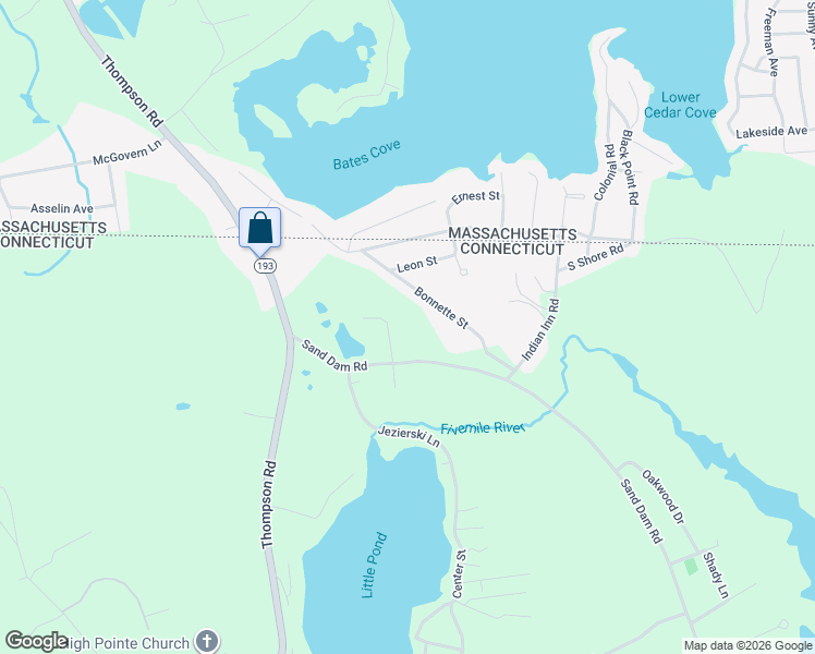 map of restaurants, bars, coffee shops, grocery stores, and more near 55 Sand Dam Road in Thompson