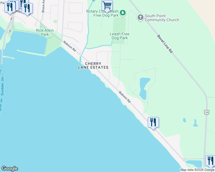 map of restaurants, bars, coffee shops, grocery stores, and more near 204 Robson Road in Essex County