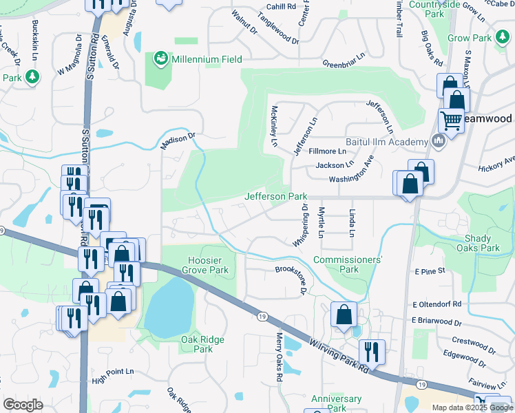 map of restaurants, bars, coffee shops, grocery stores, and more near 501 West Streamwood Boulevard in Streamwood