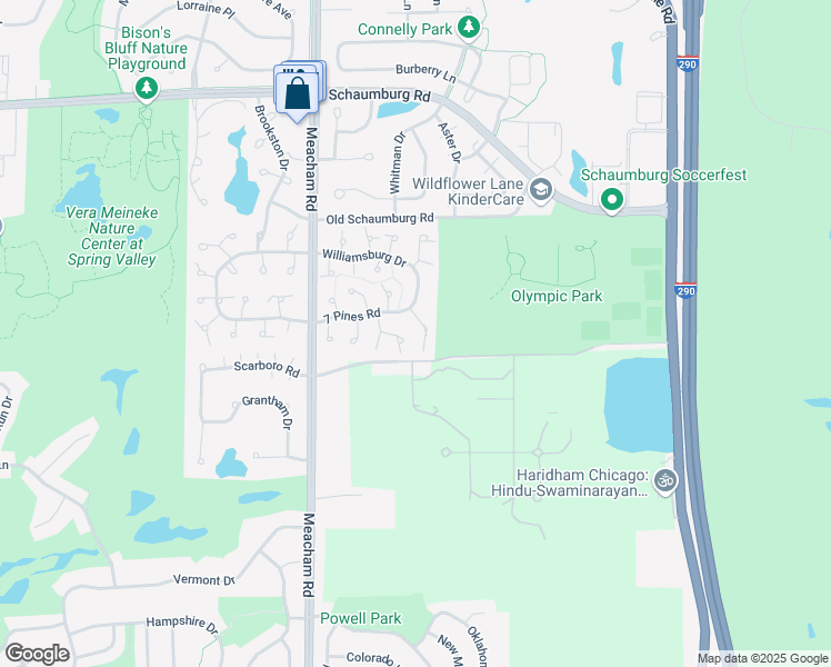 map of restaurants, bars, coffee shops, grocery stores, and more near 378 Sandalwood Lane in Schaumburg