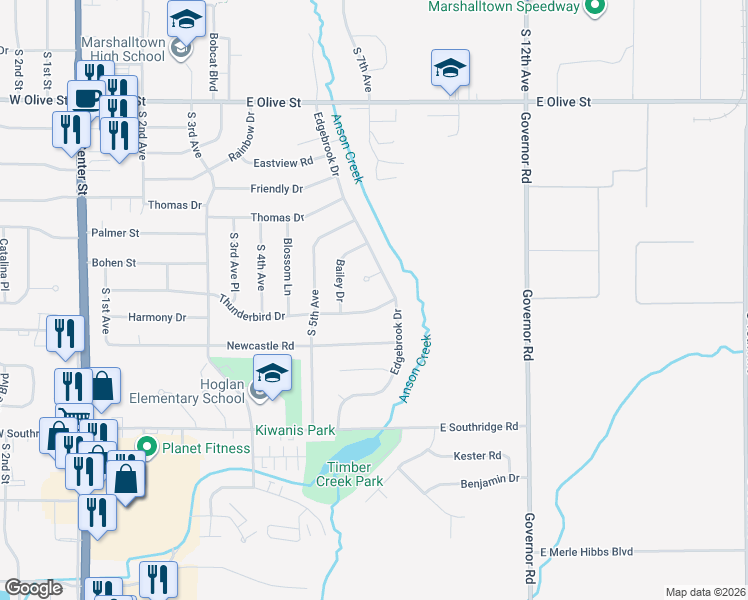 map of restaurants, bars, coffee shops, grocery stores, and more near 2077-2099 Edgebrook Dr in Marshalltown