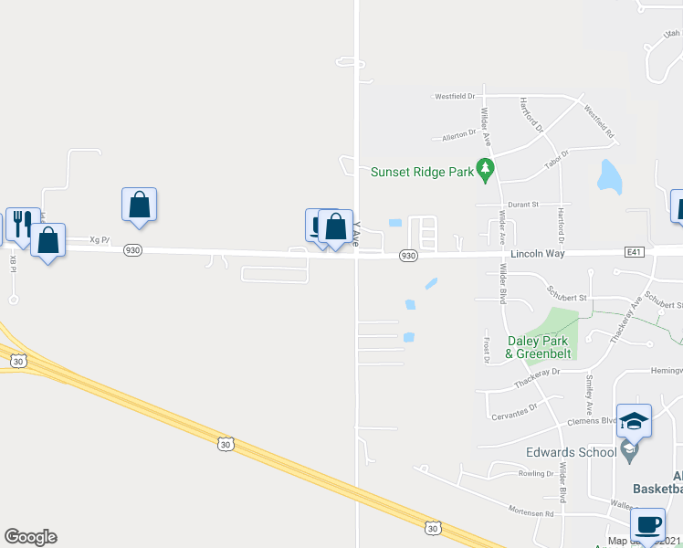 map of restaurants, bars, coffee shops, grocery stores, and more near 6100 West Lincoln Way in Ames