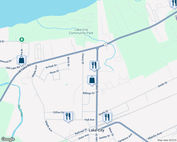 map of restaurants, bars, coffee shops, grocery stores, and more near 1211 Cherry Street in Lake City