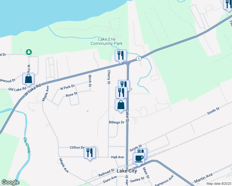 map of restaurants, bars, coffee shops, grocery stores, and more near 1211 Cherry Street in Lake City