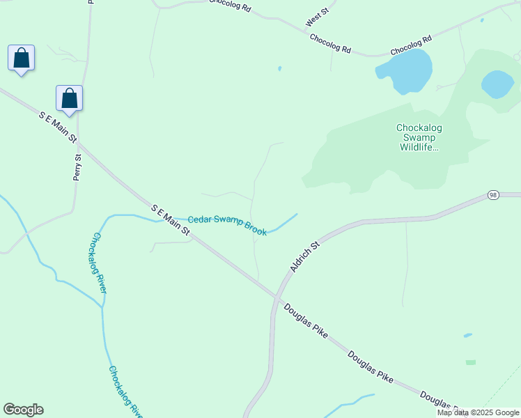 map of restaurants, bars, coffee shops, grocery stores, and more near 6 Mystic Valley Lane in Uxbridge