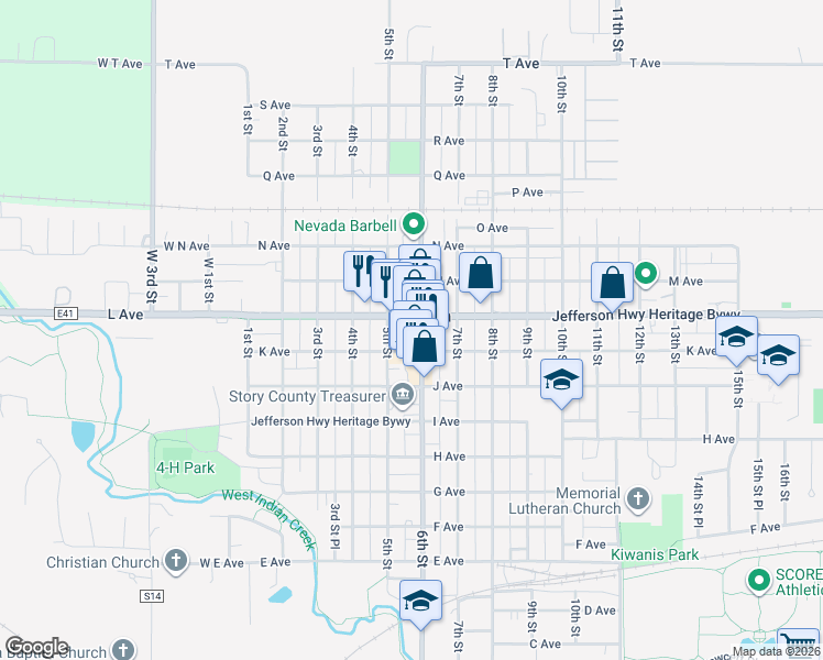 map of restaurants, bars, coffee shops, grocery stores, and more near in Nevada
