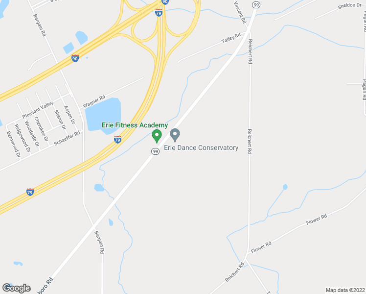 map of restaurants, bars, coffee shops, grocery stores, and more near 8333 Edinboro Road in Erie