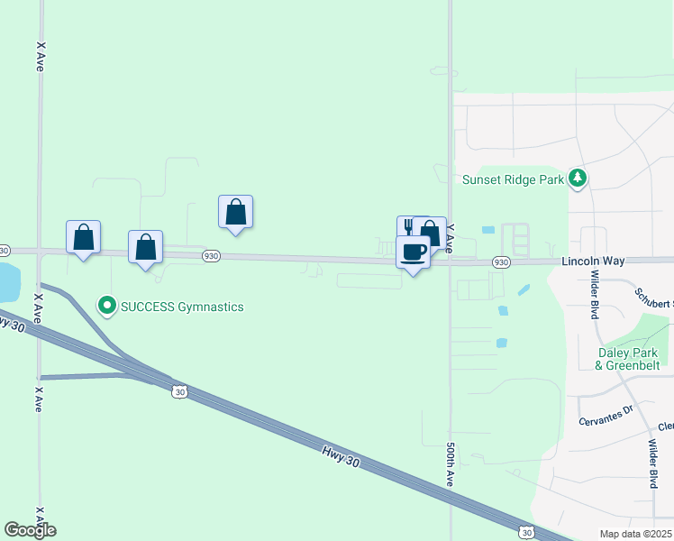 map of restaurants, bars, coffee shops, grocery stores, and more near 2366-2368 West Lincoln Way in Ames