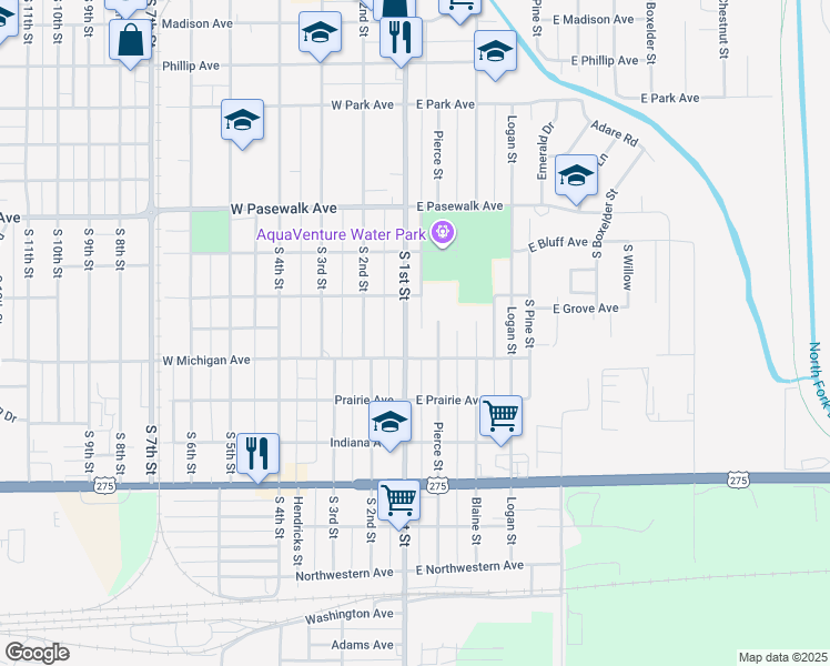 map of restaurants, bars, coffee shops, grocery stores, and more near 915 South 1st Street in Norfolk
